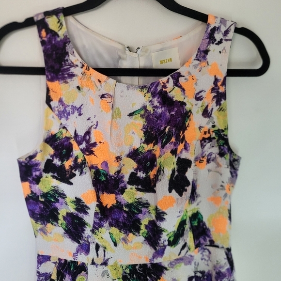MAEVE By Anthro Neon Floral Print Fit and Flare Dress Size 4 - Picture 2 of 13